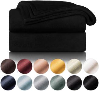 Blumtal Kuscheldecke aus Fleece - hochwertige Decke, Oeko-TEX® Zertifiziert in 220 x 240 cm, Kuscheldecke flauschig als Sofadecke, Tagesdecke oder Winterdecke, Schwarz
