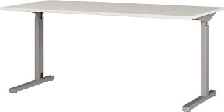 Amazon Marke - Alkove mechanisch höheneinstellbarer Schreibtisch Palermo, für ergonomisches Arbeiten, ideal für Home Office, in Lichtgrau/Silber, 180 x 80 x 80 cm (BxHxT)