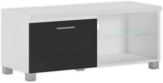 Skraut Home - Modularer TV-Schrank für Wohnzimmer - 42 x 100 x 40 cm - Integriertes LED-Beleuchtungssystem - Geeignet für 32/40/43" Fernseher - Tür mit Griff - Glasregal