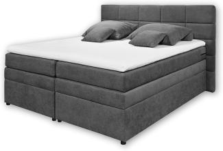 TACOMA 2 Boxspringbett 180 x 200 cm mit Bettkasten, dunkelgrau - Bequemes Doppelbett mit 7-Zonen-Federkern Matratze & Komfortschaum Topper - 204 x 124 x 212 cm (B/H/T)