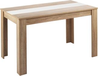 HOMEXPERTS Esstisch NICO / Küchentisch 140 cm / Esszimmertisch / Tisch in Sonoma Holz Eichen-Optik hell-braun / Wendeplatte in der Mitte wahlweise Schwarz oder Weiß / 140 x 80 x 75 cm (L x B x H)