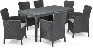 Allibert Diningset Girona-Miami 7-teilig anthrazit - Rattanoptik, wetterfest, Garten