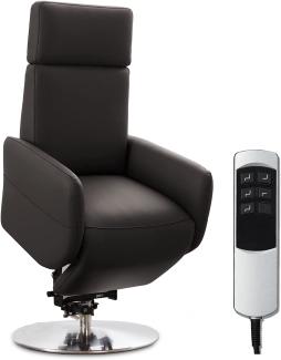 Cavadore TV-Sessel Cobra mit 2 E-Motoren und Aufstehhilfe / Elektrischer Fernsehsessel mit Fernbedienung / Relaxfunktion, Liegefunktion / bis 130 kg / L: 71 x 112 x 82 / Echtleder Mokka