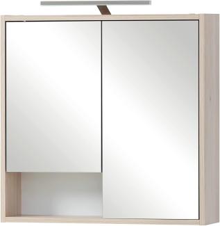 SCHILDMEYER Spiegelschrank Badezimmerschrank Aufbauleuchte sandeiche 63x65,9x16
