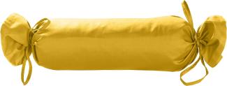 Mako Satin / Baumwollsatin Nackenrollen Bezug uni / einfarbig gelb 15x40 cm mit Bändern