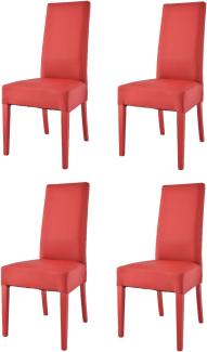 Tommychairs - 4er Set Moderne Stühle Luisa für Küche und Esszimmer, robuste Struktur aus lackiertem Buchenholz Farbe Rot, Gepolstert und mit Kunstleder in der Farbe Rot bezogen