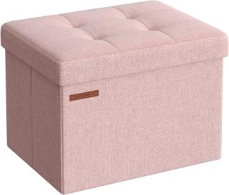 SONGMICS 41 cm Sitzbank mit Stauraum, klappbare Sitztruhe, Aufbewahrungsbox, Fußbank, pastellrosa LSF102R01