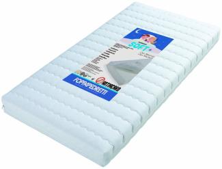 Foppapedretti Soft, Kinderbettmatratze, Bezug aus 100 % Baumwolle, abnehmbar und waschbar, Füllung aus Polyurethan, 124 x 63 x 12 cm, weiß