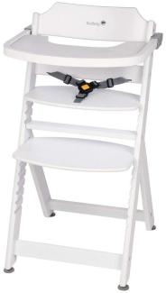 Safety 1st 'Timba' Treppenhochstuhl, weiß, 4-fach höhenverstellbar, mit Sicherheitsbügel, Gurt und Essbrett, Buche massiv