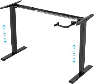 E.For.U® E3 höhenverstellbarer Schreibtisch Kurbelverstellbares Tischgestell (Manuell, Schwarz)