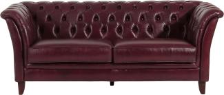 Norfolk Sofa 2,5-Sitzer Wischleder Rot Buche Nussbaumfarben