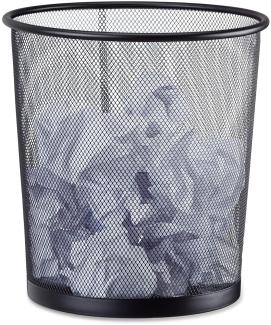 Relaxdays Papierkorb Metall, Mülleimer aus Drahtgeflecht, runder Drahtkorb für Büro, 26 cm Ø, 27,5 cm hoch, schwarz