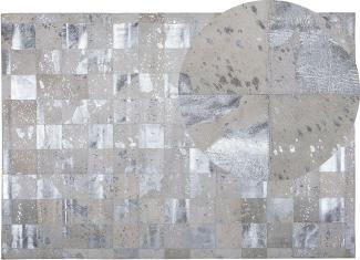 Teppich Kuhfell beige / silber 160 x 230 cm Patchwork Kurzflor YAZIR
