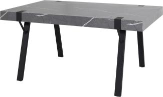 Esstisch HWC-L54, Tisch Küchentisch Esszimmertisch, Industrial Metall 150x90cm ~ Marmor-Optik grau
