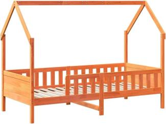 Kinderbett Hausbett Wachsbraun 90x190 cm Massivholz Kiefer 850709