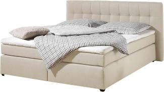 Maintal Boxspringbett Jeremy, 180 x 200 cm, Strukturstoff, Bonellfederkern Matratze H2, creme