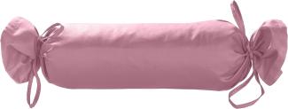 Mako Satin / Baumwollsatin Nackenrollen Bezug uni / einfarbig rosa 15x40 cm mit Bändern