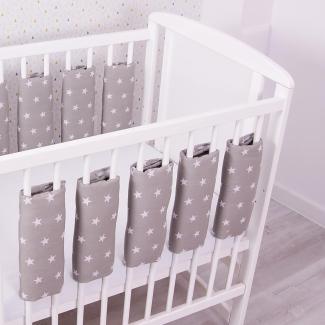 Bello24 - Universeller Babybett Gitterschutz mit Klettverschluss aus 100% Baumwolle 38x30cm (Weiße Sterne, 3)