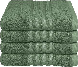 Schiesser Frottier Handtücher Milano im 4er Set aus Flauschiger, hautfreundlicher Baumwolle, Made IN Green, Farbe:Dunkelgrün, Größe:50 x 100 cm