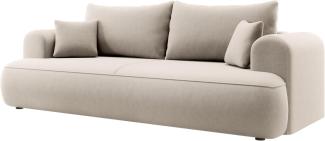 Selsey Sofa Schlafsofa Couch Mit Stauraum Schlaffunktion 3 Sitzer Pflegeleicht Polyurethanschaum Veloursoptik Hellbeige OVO