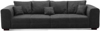 CAVADORE Big Sofa Mavericco inkl. Kissen / XXL-Couch mit tiefen Sitzflächen und modernem Design / 287 x 69 x 108 / Lederoptik dunkelgrau
