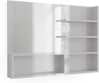 Vicco Spiegelregal Weiß Hochglanz 89,8 x 65 cm, moderner Badspiegel mit Ablagen