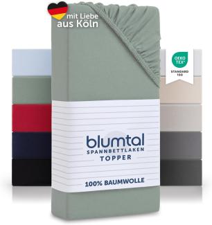Blumtal® Basics Jersey Spannbettlaken 160x200cm -Oeko-TEX Zertifiziert, 100% Baumwolle Bettlaken, bis 7cm Topperhöhe, Summer Green - Grün