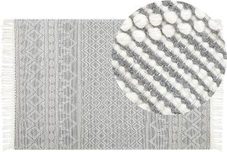 Teppich Wolle beige grau 200 x 300 cm geometrisches Muster SOLHAN