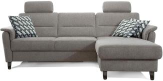 Cavadore Ecksofa Palera mit Federkern / L-Form Sofa mit Longchair rechts / 244 x 89 x 164 / Stoff Hellgrau