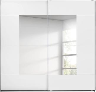 Rauch Möbel Crato Schrank Schwebetürenschrank 2-türig in Weiß mit Spiegel inkl. Zubehörpaket Classic 2 Kleiderstangen, 4 Einlegeböden, 1 Hakenleiste, BxHxT 218x210x59cm