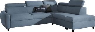 99rooms Latos Ecksofa Velours ESITO Blau Rechts mit