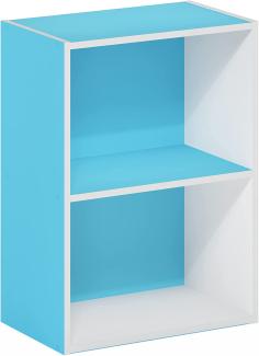 Furinno Luder Bücherregal Regal, Holz, Weiß/Hellblau, 23. 7(D) x 39. 5(W) x 53. 9(H) cm