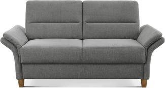 CAVADORE 2er Sofa Wyk / 2-Sitzer-Couch im Landhausstil mit Federkern + Holzfüßen / 166 x 90 x 89 / Chenille, Grau