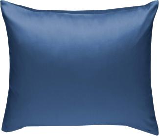 Bettwaesche-mit-Stil Mako-Satin / Baumwollsatin Bettwäsche uni / einfarbig Jeans Blau Kissenbezug 50x50 cm