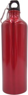 Aluminium Trinkflasche 1000ml farbig mit Karabiner Wasserflasche Sportflasche rot