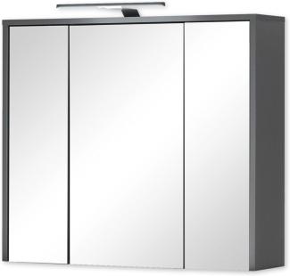 Leone Spiegelschrank Bad in Graphit - Badezimmerspiegel Schrank mit viel Stauraum - 80 x 70 x 20 cm (B/H/T)
