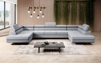 Designer Sofa Positano mit Schlaf und Klappfunktion (Stoff) Grau