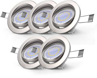 5x LED Einbaustrahler dimmbar ohne Dimmer GU10 Decken-Spot Einbau-Leuchte