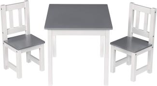 Kindersitzgruppe Kindertisch mit 2 Stühle weiß-grau Modell Kelo