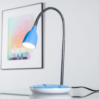 Lightbox Schreibtischlampe LED Tischleuchte Schalter 40cm Höhe Flexarm warmweißes Licht 2,4W, 200lm Kunststoff/Metall, eisen/blau