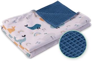 ULLENBOOM ® Babydecke 70x100 cm, Blau-Wale (Made in EU) - Baby Decke Neugeborenen, Aus 100% OEKO TEX Baumwolle, ideal für Kinderwagen