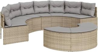 2-tlg. Garten-Sofagarnitur Halbrund Beige Poly-Rattan 3262072