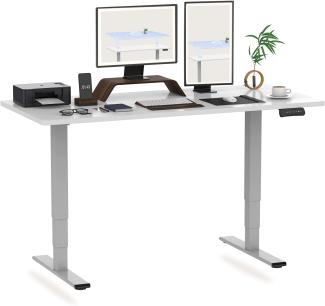 Höhenverstellbarer Schreibtisch 160 x 80 cm - 3-Fach-Teleskop - Schreibtisch mit Memory-Steuerung und Softstart/-Stop - Schreibtisch Höhenverstellbar von Flexispot (Weiß, Gestell Grau)