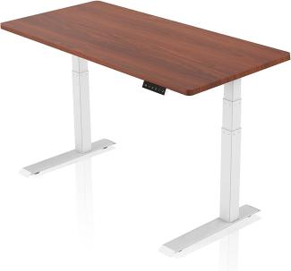 - AGIL - Ergonomischer Premium Schreibtisch mit Doppelmotor - Elektrisch Höhenverstellbar (Weißes Gestell mit Walnussfarbener Tischplatte)