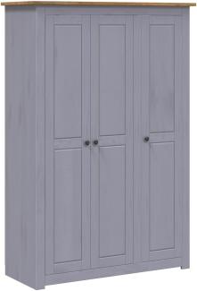 vidaXL Panama-Kiefer Kleiderschrank Grau 3-Türig Dielenschrank Garderobenschrank Schlafzimmerschrank Schrank Holzschrank 118x50x171,5cm