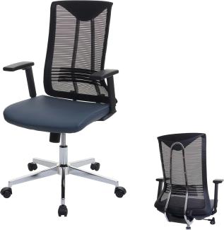 Bürostuhl HWC-J53, Drehstuhl Schreibtischstuhl, ergonomisch Kunstleder ~ blau-grau