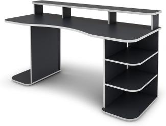 byLIVING Schreibtisch FINN / Gaming-Tisch in Anthrazit mit Kanten in Weiß / Mit viel Stauraum und großer Tischplatte / Computer-Tisch / PC / Arbeits-Tisch / 160x93x65cm (BxHxT)