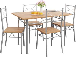 Casaria 5 TLG Sitzgruppe Paul Esstisch mit 4 Stühlen Buche für Esszimmer Küche Essgruppe Küchentisch Tisch Stuhl Set