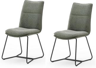 2 x Stuhl Hampton olive Kufengestell Metall schwarz lackiert