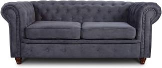 Sofa Chesterfield Asti 2-Sitzer, Couchgarnitur 2-er, Sofagarnitur, Couch mit Holzfüße, Polstersofa - Glamour Design (Graphit (Capri 16))